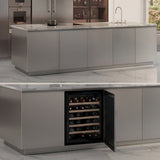 Ⓜ️🔵🔵🔵 LES PETITS CHAMPS CAVINTG48 - Cantinetta da incasso, con fronte pannellabile e personalizzabile, 48 bottiglie, nera con porta in vetro, 5 ripiani in legno, funzione inverno, anti-UV, ANTIVIBRAZIONE, controllo digitale