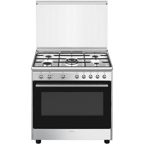 Ⓜ️🔵🔵🔵 Smeg CX91GM - Cucina, Piano cottura a a Gas, 90x60 cm, Acciaio Inox, Forno Termoventilato, Nuova Classe A