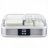 Ⓜ️🔵🔵🔵 H.Koenig ELY120 - Yogurtiera e formaggiera con 12 VASETTI IN VETRO per yogurt ed UNO PER FORMAGGIO FRESCO, con coperchio, CORPO IN ACCIAIO INOX