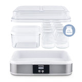 Ⓜ️🔵🔵🔵 H.Koenig ELY120 - Yogurtiera e formaggiera con 12 VASETTI IN VETRO per yogurt ed UNO PER FORMAGGIO FRESCO, con coperchio, CORPO IN ACCIAIO INOX