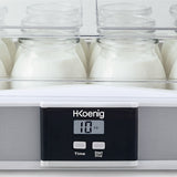 Ⓜ️🔵🔵🔵 H.Koenig ELY120 - Yogurtiera e formaggiera con 12 VASETTI IN VETRO per yogurt ed UNO PER FORMAGGIO FRESCO, con coperchio, CORPO IN ACCIAIO INOX