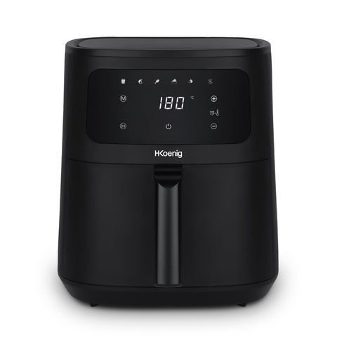 Ⓜ️🔵🔵🔵 H.Koenig FRY860 - Friggitrice ad aria SENZA BPA, finitura NERO OPACO, 6 litri, LAVABILE IN LAVASTOVIGLIE, senza olio, comandi a sfioramento, 1500 W