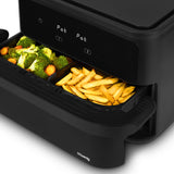 Ⓜ️🔵🔵🔵 H.Koenig FRY960 - Friggitrice ad aria XL, 10m litri, con MEGAZONE divisibile, CONTIENE UN POLLO INTERO, 8 programmi, fino a 200°C, potenza 2400 W