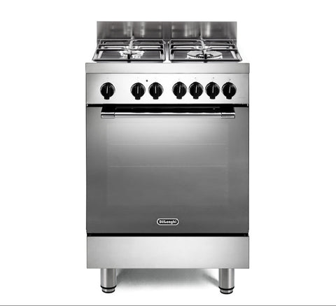 Ⓜ️🔵🔵🔵 De Longhi GEMMA 66 ML - Cucina INOX 4 bruciatori gas di cui un doppia corona, robuste griglie in ghisa, forno elettrico ventilato con 10 funzioni, MADE IN ITALY 🇮🇹, Classe A