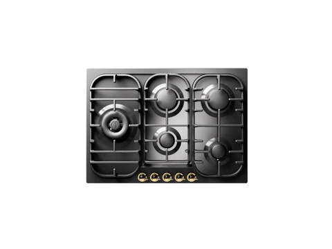 Ⓜ️🔵🔵🔵 ILVE HCB70SDN - Piano cottura a gas, 5 Fuochi, Bruciatori Dual, Spartifiamma in ottone, Griglie in ghisa, Acciaio smaltato o inox, 70 cm, Linea Nostalgie, Incasso