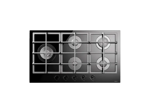 Ⓜ️🔵🔵🔵 ILVE HCG90SCK - Piano cottura a gas, 5 Fuochi, Griglie in ghisa, Spartifiamma in alluminio, Vetro temperato, 90 cm, Linea Professional Plus, Incasso