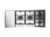 Ⓜ️🔵🔵🔵 ILVE HCPMT125FDD - Piano cottura filo top, 6 Fuochi a gas, Griglie in ghisa, Spartifiamma in ottone, Due bruciatori Dual, Piastra Fry Top, Acciaio inox, 120 cm, Linea Panoramagic, Incasso