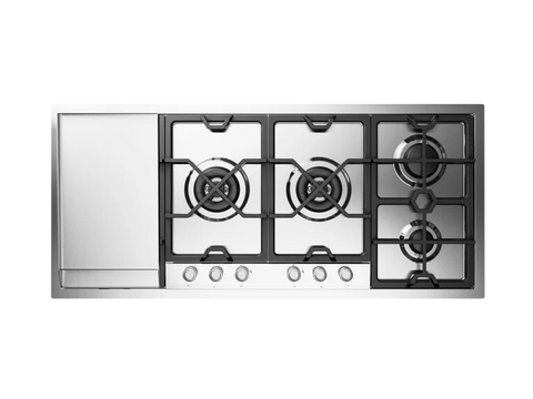 Ⓜ️🔵🔵🔵 ILVE HCPMT125FDD - Piano cottura filo top, 6 Fuochi a gas, Griglie in ghisa, Spartifiamma in ottone, Due bruciatori Dual, Piastra Fry Top, Acciaio inox, 120 cm, Linea Panoramagic, Incasso