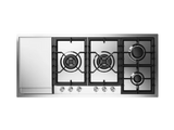 Ⓜ️🔵🔵🔵 ILVE HCPT125FDD - Piano cottura filo-top, 6 Fuochi a gas, 2 Bruciatori Dual, Piastra Fry Top, Griglie in ghisa, Spartifiamma in ottone, Acciaio inox, 120 cm, Linea Professional Plus, Incasso