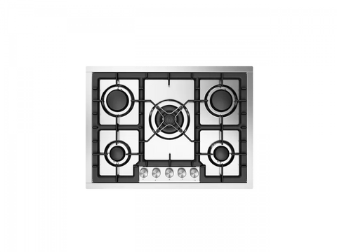 Ⓜ️🔵🔵🔵 ILVE HCPT75D - Piano cottura con cornice filo-top, 5 Fuochi a gas, Bruciatore Dual, Griglie in ghisa, Spartifiamma in ottone, Acciaio inox, 70 cm, Linea Professional Plus, Incasso