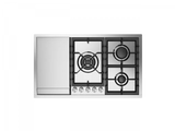 Ⓜ️🔵🔵🔵 ILVE HCPT95FD - Piano cottura filo-top, 5 Fuochi a gas, Bruciatore Dual, Piastra Fry Top, Griglie in ghisa, Spartifiamma in ottone, Acciaio inox, 90 cm, Linea Professional Plus, Incasso