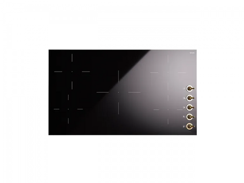 Ⓜ️🔵🔵🔵 ILVE HVI395N - Piano cottura induzione, 5 Zone con manopole, Vetro ceramica, Nero lucido, 90 cm, Linea Nostalgie, Incasso