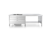 Ⓜ️🔵🔵🔵 Alpes IC250-C120+snack/1 - LIBERI IN CUCINA, Elemento Isole Cottura, acciaio inox, larga 250cm, profonda 125cm, alta 90/95cm, piano cottura incasso 79cm 5 fuochi gas, fuoco centr. con bruciatore corona Dual, 5 cassetti 120cm