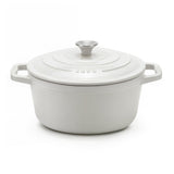 Ⓜ️🔵🔵🔵 La Fonderie 1890 IENA22 - Pentola a Cocotte tonda in ghisa, smaltata beige, SENZA PFAS, PFAS FREE, pentola con 2 manici e coperchio, diametro 22 cm, Capienza 3,3 litri