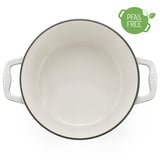 Ⓜ️🔵🔵🔵 La Fonderie 1890 IENA25 - Pentola a Cocotte tonda in ghisa, smaltata beige, SENZA PFAS, PFAS FREE, pentola con 2 manici e coperchio, diametro 25 cm, Capienza 4,7 litri
