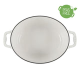Ⓜ️🔵🔵🔵 La Fonderie 1890 IENA36 - Pentola a Cocotte ovale in ghisa, smaltata beige, SENZA PFAS, PFAS FREE, pentola con 2 manici e coperchio, ellisse 36 x 28 cm, Capienza 7,7 litri