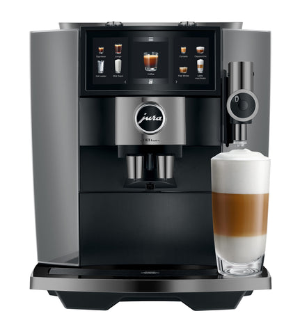 Ⓜ️🔵🔵🔵 JURA J10 Twin Diamond Onyx - Macchina da caffè espresso a due tazze COMPLETAMENTE AUTOMATICA, con COFFEE EYE rileva la posizione della tazza, colore Diamond Onyx, 46 Bevande, anche con latte, funzione LIGHT BREW, accessorio per sciroppi SWEET FOAM