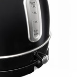 Ⓜ️🔵🔵🔵 SWEISS KTL9 - Bollitore elettrico vintage, 1,8 litri, corpo in ACCIAIO INOX, colore NERO RETRÒ con dettagli cromati