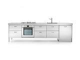 Ⓜ️🔵🔵🔵 Alpes LC310-C60+F60+C60+C60+L60/1 - LIBERI IN CUCINA, Lavaggio-Cottura, Acciaio Inox dx/sx, larg. 310cm, prof. 65cm, alt. 90/95cm, piano cott. 5 fuochi gas, fuoco centr. bruciatore tripla corona, vasca larg. 50cm, 6 cassetti 60cm, forno elettr. 60cm
