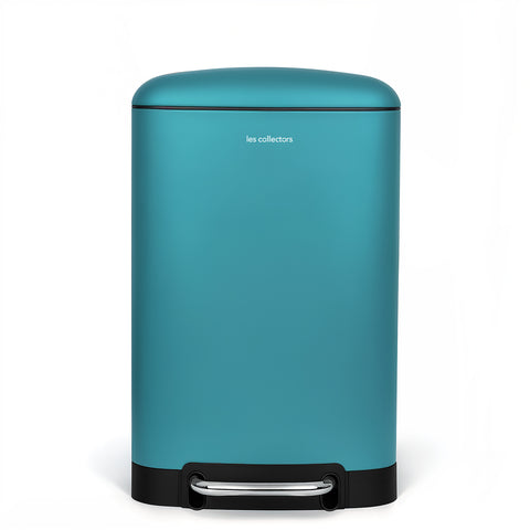 Ⓜ️🔵🔵🔵 Les Collectors N°534 - Pattumiera a pedale, 20 litri, corpo in ACCIAIO INOX e finitura LAGUNA BLU OPACO satinato, CHIUSURA SILENZIOSA del coperchio, SATIN LAGOON BLUE