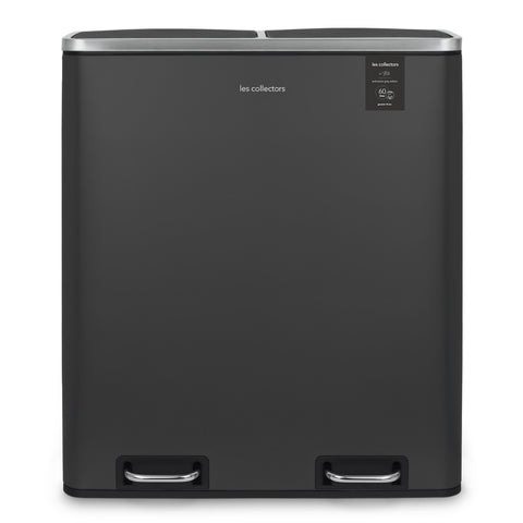 Ⓜ️🔵🔵🔵 Les Collectors N°916 - Pattumiera  per raccolta differenziata a pedale 60 litri, 2 SCOMPARTI da 30 litri, colore GRIGIO SCURO OPACO