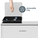 Ⓜ️🔵🔵🔵 Les Collectors N°918 - Pattumiera TOTAL WHITE per raccolta differenziata a pedale 60 litri, 2 SCOMPARTI da 30 litri, colore BIANCO SATINATO