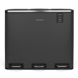 Ⓜ️🔵🔵🔵 Les Collectors N°990 - Pattumiera, 10 ANNI GARANZIA, raccolta differenziata 3 scomparti a pedale, GRIGIO SCURO OPACO su acciaio inox, 54L