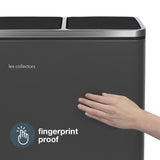Ⓜ️🔵🔵🔵 Les Collectors N°990 - Pattumiera, 10 ANNI GARANZIA, raccolta differenziata 3 scomparti a pedale, GRIGIO SCURO OPACO su acciaio inox, 54L