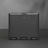 Ⓜ️🔵🔵🔵 Les Collectors N°990 - Pattumiera, 10 ANNI GARANZIA, raccolta differenziata 3 scomparti a pedale, GRIGIO SCURO OPACO su acciaio inox, 54L