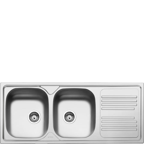 Ⓜ️🔵🔵🔵 Smeg LYP116D - Lavello Monostampo, Incasso Standard, 2 Vasche, 116 cm, Estetica Universale