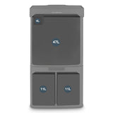 Ⓜ️🔵🔵🔵 Les Collectors N°1015 - Pattumiera per raccolta differenziata, TOTAL BLACK, tutta nera, 3 scomparti, 67 litri totali, sensore movimento, silenziosa