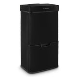 Ⓜ️🔵🔵🔵 Les Collectors N°1015 - Pattumiera per raccolta differenziata, TOTAL BLACK, tutta nera, 3 scomparti, 67 litri totali, sensore movimento, silenziosa