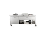 Ⓜ️🔵🔵🔵 Alpes OUT190-FRIGO60+C120/1 - LIBERI IN CUCINA, Elemento Outdoor, cottura outdoor, acciaio inox, su ruote, larg. 190cm, prof. 65cm, alt. 90cm, grill elettrico, piastra cottura, piano cottura, cassetto 120cm, ripiano fisso, bombola gas