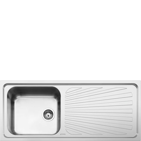 Ⓜ️🔵🔵🔵 Smeg SGE116.1D - Lavello Saldato, Incasso Standard, 1 Vasca, 116 cm, Estetica Universale