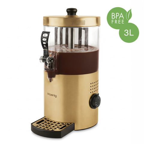 Ⓜ️🔵🔵🔵 H.Koenig SHK804 - Distributore cioccolata calda, CIOCCOLATIERA, senza BPA, BPA FREE, corpo color  OTTONE DORATO, lavabile in lavastoviglie