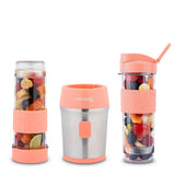 Ⓜ️🔵🔵🔵 H.Koenig SMOO10 - MINI FRULLATORE SENZA BPA fucsia/acciaio, con 2 borracce in dotazione, COMPATIBILE CON LA LAVASTOVIGLIE, perfetto per integratori proteici e vitaminici