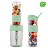 Ⓜ️🔵🔵🔵 H.Koenig SMOO18 - MINI FRULLATORE SENZA BPA verde/acciaio, con 2 borracce in dotazione, COMPATIBILE CON LA LAVASTOVIGLIE, perfetto per integratori proteici e vitaminici