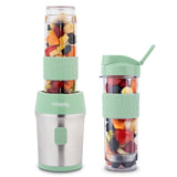 Ⓜ️🔵🔵🔵 H.Koenig SMOO18 - MINI FRULLATORE SENZA BPA verde/acciaio, con 2 borracce in dotazione, COMPATIBILE CON LA LAVASTOVIGLIE, perfetto per integratori proteici e vitaminici