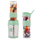 Ⓜ️🔵🔵🔵 H.Koenig SMOO18 - MINI FRULLATORE SENZA BPA verde/acciaio, con 2 borracce in dotazione, COMPATIBILE CON LA LAVASTOVIGLIE, perfetto per integratori proteici e vitaminici