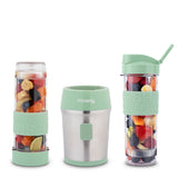 Ⓜ️🔵🔵🔵 H.Koenig SMOO18 - MINI FRULLATORE SENZA BPA verde/acciaio, con 2 borracce in dotazione, COMPATIBILE CON LA LAVASTOVIGLIE, perfetto per integratori proteici e vitaminici