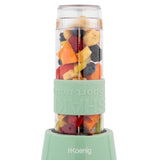 Ⓜ️🔵🔵🔵 H.Koenig SMOO18 - MINI FRULLATORE SENZA BPA verde/acciaio, con 2 borracce in dotazione, COMPATIBILE CON LA LAVASTOVIGLIE, perfetto per integratori proteici e vitaminici