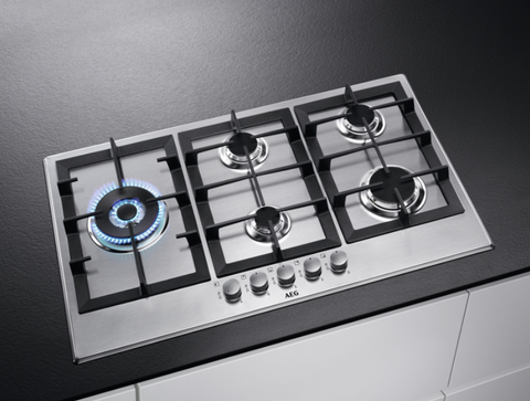 Ⓜ️🔵🔵🔵 AEG HGB95522SM - Piano cottura 90 cm, inox, 5 fuochi gas di cui uno a doppia corona