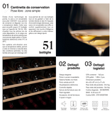 Ⓜ️🔵🔵🔵 LES PETITS CHAMPS CAVCE51 - Cantinetta acciaio inox per 51 bottiglie, serratura a chiave, 5 ripiani in legno, silenziosa, No Frost, antivibrazione, anti UV