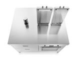 Ⓜ️🔵🔵🔵 Alpes IC130-C60+F60/1 - LIBERI IN CUCINA, elemento Isole Cottura, acciaio inox, larga 130cm, profonda 125cm, alta 90/95cm, torretta a scomparsa con tre prese elettriche Schuko. Piani cottura R 30/2GR ed R 30/2GG