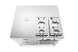 Ⓜ️🔵🔵🔵 Alpes IC130-C60+F60/1 - LIBERI IN CUCINA, elemento Isole Cottura, acciaio inox, larga 130cm, profonda 125cm, alta 90/95cm, torretta a scomparsa con tre prese elettriche Schuko. Piani cottura R 30/2GR ed R 30/2GG