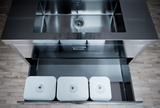 Ⓜ️🔵🔵🔵 Alpes I-LC130-C120/1 - LIBERI IN CUCINA, elemento Isole Lavaggio-Cottura, isola lavaggio/cottura in acciaio inox, larga 130cm, profonda 125cm, alta 90/95cm con piano cottura F 499/4GTC, miscelatore MCR25+CRL, 5 cassetti 120cm