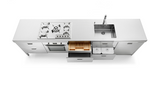 Ⓜ️🔵🔵🔵 Alpes LC310-C60+F60+C60+C60+L60/1 - LIBERI IN CUCINA, Lavaggio-Cottura, Acciaio Inox dx/sx, larg. 310cm, prof. 65cm, alt. 90/95cm, piano cott. 5 fuochi gas, fuoco centr. bruciatore tripla corona, vasca larg. 50cm, 6 cassetti 60cm, forno elettr. 60cm