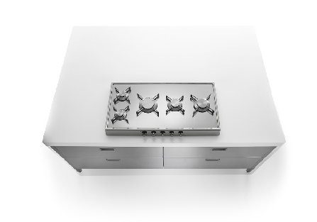 Ⓜ️🔵🔵🔵 Alpes IC190-C90+C90/1 - LIBERI IN CUCINA, Elemento Isole Cottura, acciaio inox + top in Corian, larga 190cm, profonda 125cm, alta 90/95cm, piano cottura ribaltabile 5 fuochi gas, 8 cassetti 90cm