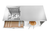 Ⓜ️🔵🔵🔵 Alpes IC250-C120+snack/1 - LIBERI IN CUCINA, Elemento Isole Cottura, acciaio inox, larga 250cm, profonda 125cm, alta 90/95cm, piano cottura incasso 79cm 5 fuochi gas, fuoco centr. con bruciatore corona Dual, 5 cassetti 120cm