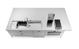 Ⓜ️🔵🔵🔵 Alpes I-LC310-C120+L60+F90+snack/1 - LIBERI IN CUCINA, Elemento Isole Lavaggio-Cottura, acciaio inox, larg. 310cm, prof. 125cm, alt. 90/95cm, vasca 70cm, vasca 50cm, 2 piani cott. rib. induzione, torretta a scomp. 3 prese elettr., forno elettr. 90cm